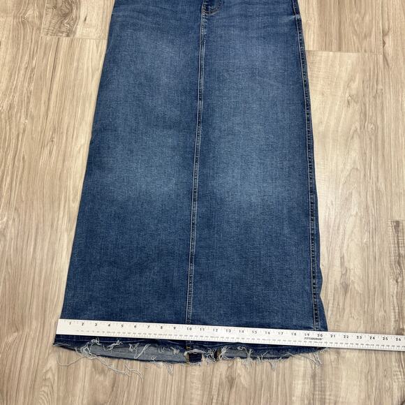 ZARA High Waist Long Denim Pencil Skirt Size M Blue - Picture 6 of 10